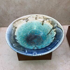 Cady Clay Works  Studio Pottery Speckled Glaze Bowl 8.25” USA Turquoise 2010-19